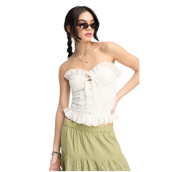 Reclaimed Vintage Strapless Top White Size 6 - Picture 2 of 15